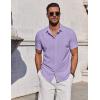 imageCOOFANDY Mens Button Down Shirts Short Sleeve Casual Summer Beach Shirts for Men Vacation Wedding Linen ShirtLavender