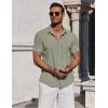 imageCOOFANDY Mens Button Down Shirts Short Sleeve Casual Summer Beach Shirts for Men Vacation Wedding Linen ShirtLight Green