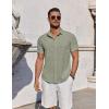 imageCOOFANDY Mens Button Down Shirts Short Sleeve Casual Summer Beach Shirts for Men Vacation Wedding Linen ShirtLight Green