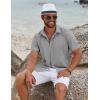 imageCOOFANDY Mens Button Down Shirts Short Sleeve Casual Summer Beach Shirts for Men Vacation Wedding Linen ShirtLight Grey