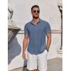 imageCOOFANDY Mens Button Down Shirts Short Sleeve Casual Summer Beach Shirts for Men Vacation Wedding Linen ShirtNavy