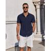 imageCOOFANDY Mens Button Down Shirts Short Sleeve Casual Summer Beach Shirts for Men Vacation Wedding Linen ShirtNavy Blue