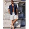 imageCOOFANDY Mens Button Down Shirts Short Sleeve Casual Summer Beach Shirts for Men Vacation Wedding Linen ShirtNavy Blue