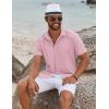 imageCOOFANDY Mens Button Down Shirts Short Sleeve Casual Summer Beach Shirts for Men Vacation Wedding Linen ShirtPink