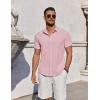 imageCOOFANDY Mens Button Down Shirts Short Sleeve Casual Summer Beach Shirts for Men Vacation Wedding Linen ShirtPink