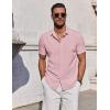 imageCOOFANDY Mens Button Down Shirts Short Sleeve Casual Summer Beach Shirts for Men Vacation Wedding Linen ShirtPink