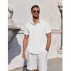 imageCOOFANDY Mens Button Down Shirts Short Sleeve Casual Summer Beach Shirts for Men Vacation Wedding Linen ShirtWhite