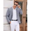 imageCOOFANDY Mens Casual Blazer One Button Sports Coat Tweed Herringbone Suit Jackets Formal Dress BlazersBlue