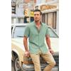 imageCOOFANDY Mens Casual Button Down Shirts Short Sleeve Banded Collar Dress Shirts Solid Summer Beach TopsLight Green