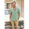 imageCOOFANDY Mens Casual Button Down Shirts Short Sleeve Banded Collar Dress Shirts Solid Summer Beach TopsLight Green
