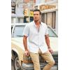 imageCOOFANDY Mens Casual Button Down Shirts Short Sleeve Banded Collar Dress Shirts Solid Summer Beach TopsWhite