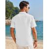 imageCOOFANDY Mens Casual Button Down Shirts Short Sleeve Banded Collar Dress Shirts Solid Summer Beach TopsWhite