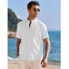imageCOOFANDY Mens Casual Button Down Shirts Short Sleeve Banded Collar Dress Shirts Solid Summer Beach TopsWhite