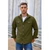 imageCOOFANDY Mens Casual Lightweight Shirt Jacket Work Shacket Jackets Military Button Down Overshirt With Flap PocketsArmy Green