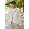 imageCOOFANDY Mens Casual Lightweight Shirt Jacket Work Shacket Jackets Military Button Down Overshirt With Flap PocketsBeige