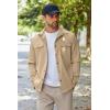 imageCOOFANDY Mens Casual Lightweight Shirt Jacket Work Shacket Jackets Military Button Down Overshirt With Flap PocketsKhaki