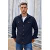 imageCOOFANDY Mens Casual Lightweight Shirt Jacket Work Shacket Jackets Military Button Down Overshirt With Flap PocketsNavy Blue