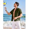 imageCOOFANDY Mens Casual Linen Shirt Short Sleeve Button Down Shirt Summer Beach Hawaiian ShirtsArmy Green