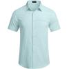 imageCOOFANDY Mens Casual Linen Shirt Short Sleeve Button Down Shirt Summer Beach Hawaiian ShirtsLight Blue