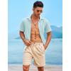 imageCOOFANDY Mens Casual Linen Shirt Short Sleeve Button Down Shirt Summer Beach Hawaiian ShirtsLight Blue