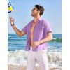 imageCOOFANDY Mens Casual Linen Shirt Short Sleeve Button Down Shirt Summer Beach Hawaiian ShirtsLight Purple