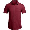 imageCOOFANDY Mens Casual Linen Shirt Short Sleeve Button Down Shirt Summer Beach Hawaiian ShirtsWine Red
