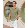 imageCOOFANDY Mens Cuban Guayabera Shirts Short Sleeve Button Down Shirt Lightweight Summer Beach ShirtsArmy Green