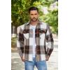 imageCOOFANDY Mens Flannel Shirt Jacket Casual Button Down Plaid Shirt Jackets Warm Lined Sherpa Shacket with PocketsBlack Grey