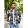 imageCOOFANDY Mens Flannel Shirt Jacket Casual Button Down Plaid Shirt Jackets Warm Lined Sherpa Shacket with PocketsBlack White