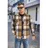 imageCOOFANDY Mens Flannel Shirt Jacket Casual Button Down Plaid Shirt Jackets Warm Lined Sherpa Shacket with PocketsBrown