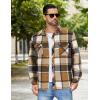 imageCOOFANDY Mens Flannel Shirt Jacket Casual Button Down Plaid Shirt Jackets Warm Lined Sherpa Shacket with PocketsBrown