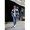 imageCOOFANDY Mens Flannel Shirt Jacket Casual Button Down Plaid Shirt Jackets Warm Lined Sherpa Shacket with PocketsNavy Blue