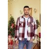 imageCOOFANDY Mens Flannel Shirt Jacket Casual Button Down Plaid Shirt Jackets Warm Lined Sherpa Shacket with PocketsRed