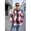 imageCOOFANDY Mens Flannel Shirt Jacket Casual Button Down Plaid Shirt Jackets Warm Lined Sherpa Shacket with PocketsRed