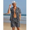 imageCOOFANDY Mens Hawaiian Shirt and Shorts Set 2 Piece Vacation Outfits Floral Button Down ShirtBlack