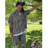 imageCOOFANDY Mens Hawaiian Shirt and Shorts Set 2 Piece Vacation Outfits Floral Button Down ShirtBlack