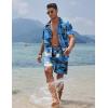 imageCOOFANDY Mens Hawaiian Shirt and Shorts Set 2 Piece Vacation Outfits Floral Button Down ShirtCyan Blue