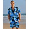 imageCOOFANDY Mens Hawaiian Shirt and Shorts Set 2 Piece Vacation Outfits Floral Button Down ShirtCyan Blue