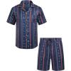 imageCOOFANDY Mens Hawaiian Shirt and Shorts Set 2 Piece Vacation Outfits Floral Button Down ShirtNavy