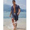 imageCOOFANDY Mens Hawaiian Shirt and Shorts Set 2 Piece Vacation Outfits Floral Button Down ShirtNavy