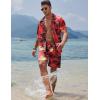 imageCOOFANDY Mens Hawaiian Shirt and Shorts Set 2 Piece Vacation Outfits Floral Button Down ShirtRed