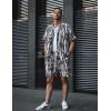 imageCOOFANDY Mens Hawaiian Shirt and Shorts Set 2 Piece Vacation Outfits Floral Button Down ShirtWhite