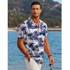imageCOOFANDY Mens Hawaiian Short Sleeve Shirt Casual Button Down Summer Beach Vacation Shirt Tropical Floral Aloha ShirtsBlack Coconut Treewhite