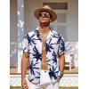 imageCOOFANDY Mens Hawaiian Short Sleeve Shirt Casual Button Down Summer Beach Vacation Shirt Tropical Floral Aloha ShirtsBlack Palm Leafwhite