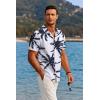 imageCOOFANDY Mens Hawaiian Short Sleeve Shirt Casual Button Down Summer Beach Vacation Shirt Tropical Floral Aloha ShirtsBlack Palm Leafwhite