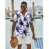 imageCOOFANDY Mens Hawaiian Short Sleeve Shirt Casual Button Down Summer Beach Vacation Shirt Tropical Floral Aloha ShirtsBlack Palm Leafwhite