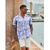 imageCOOFANDY Mens Hawaiian Short Sleeve Shirt Casual Button Down Summer Beach Vacation Shirt Tropical Floral Aloha ShirtsBlue Tropical Leafwhite