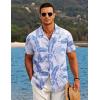imageCOOFANDY Mens Hawaiian Short Sleeve Shirt Casual Button Down Summer Beach Vacation Shirt Tropical Floral Aloha ShirtsBlue Tropical Leafwhite