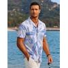 imageCOOFANDY Mens Hawaiian Short Sleeve Shirt Casual Button Down Summer Beach Vacation Shirt Tropical Floral Aloha ShirtsBlue Tropical Leafwhite