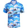 imageCOOFANDY Mens Hawaiian Short Sleeve Shirt Casual Button Down Summer Beach Vacation Shirt Tropical Floral Aloha ShirtsCoconut Treeblue